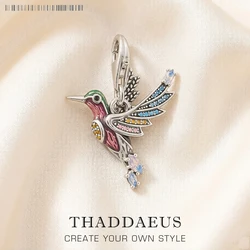 Charm Hummingbird Summer Lucky Solid 925 Sterling Silver Pendant Women Gift