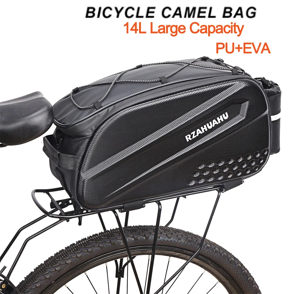 Bolsa de Camel para bicicleta, bolsa de asiento trasero plegable eléctrica de gran capacidad de 14L, portabicicletas para ciclismo, bolsa de carga para maletero, bolso de hombro