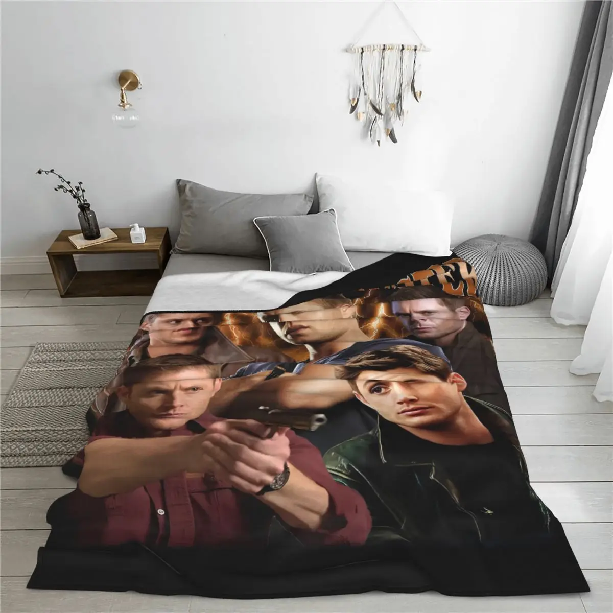 Dean Winchester Supernatural Blankets Fleece Decoration Breathable Lightweight Throw Blankets for Home Travel Bedspread