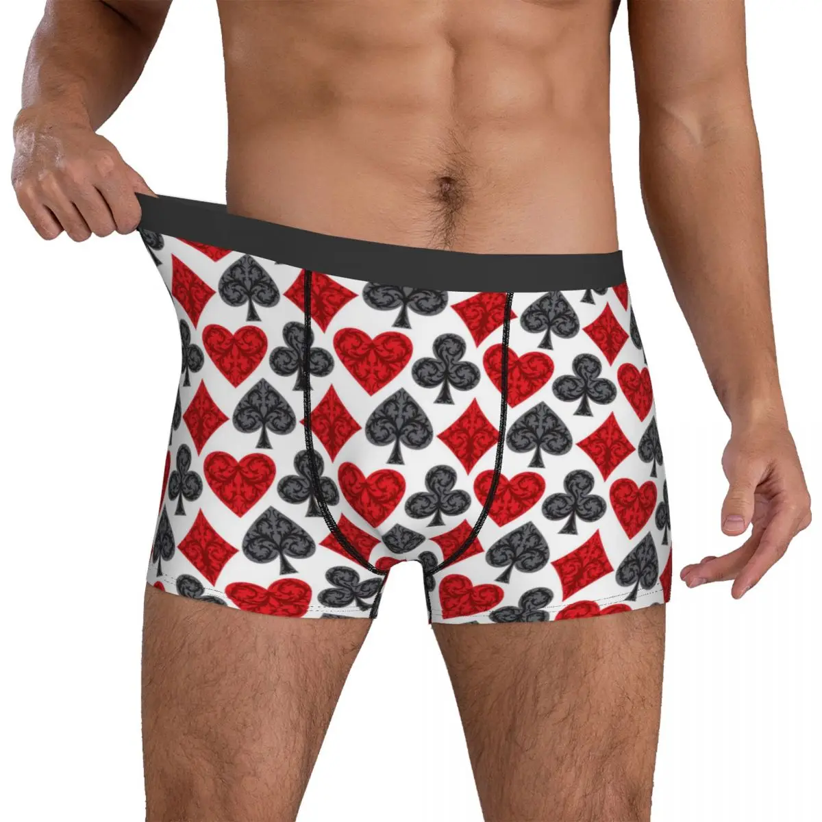 Poker Suits Seamless Pattern Boxer Shorts 3D Pouch Underwear High Quality Pattern Shorts Briefs Classic Man Underpants Plus Size