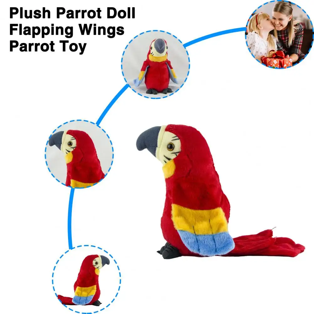 

Animated Parrot Doll Interactive Electric Parrot Doll Toy Talking Recording Flapping Wings Fun Learning Plush Bird Toy for Kids