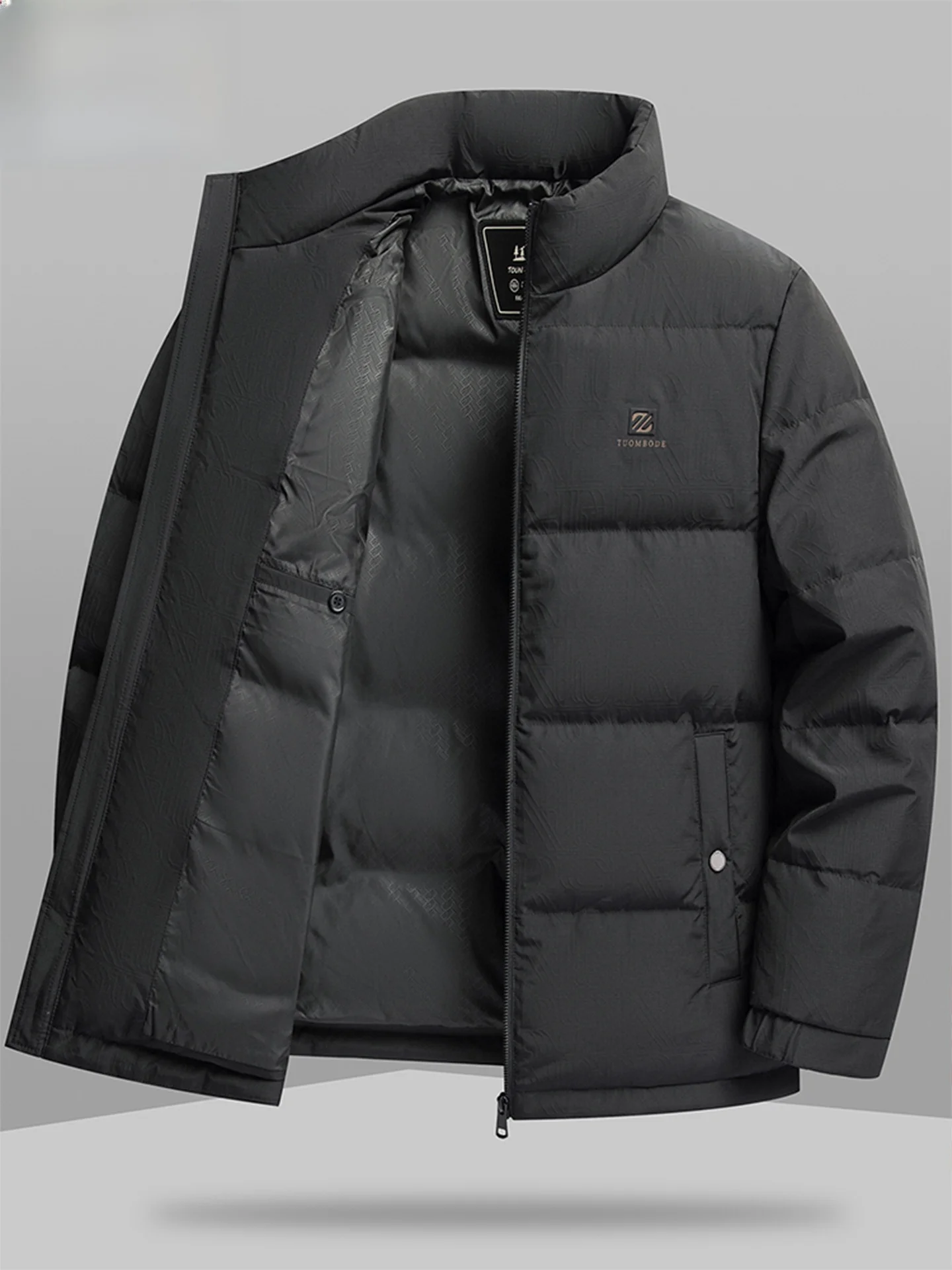 

Men's Casual down Jaet Thiened High Fill Power Warm Stand Collar Bread Sle Durable Water Repellent Leisure Ci Wear