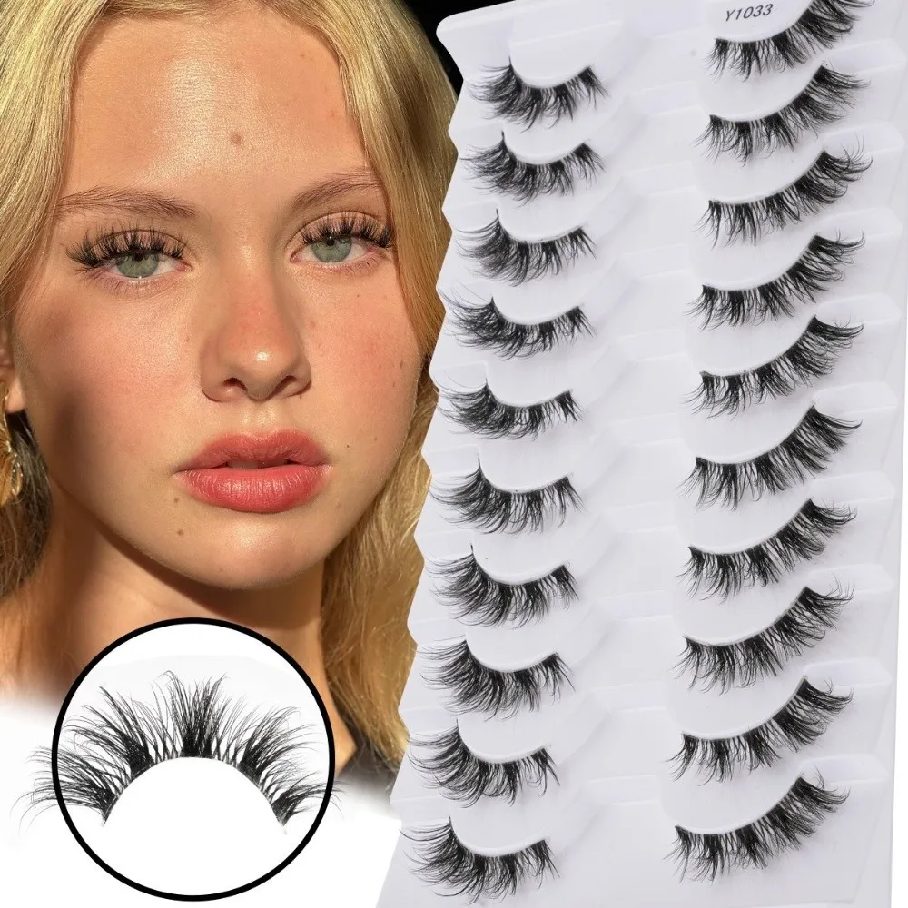 10 Pairs/Box Black Thick Fluffy False Eyelashes 8-12MM Easy To Wear DIY Lashes Extension Lightweight Reusable