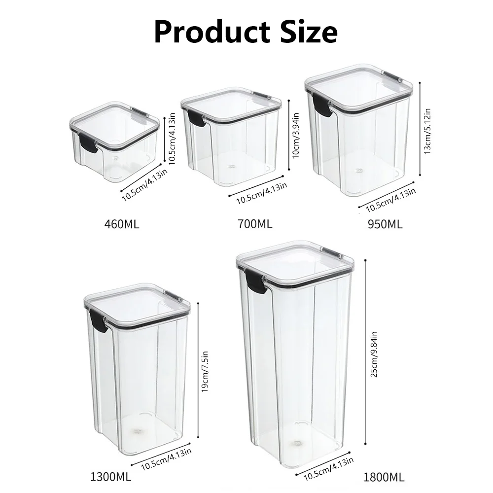 460-1800ml Sets Stackable Kitchen Sealed Jar Plastic Food Storage Box Fridge StorageTank Containers with Lid Multigrain Tank