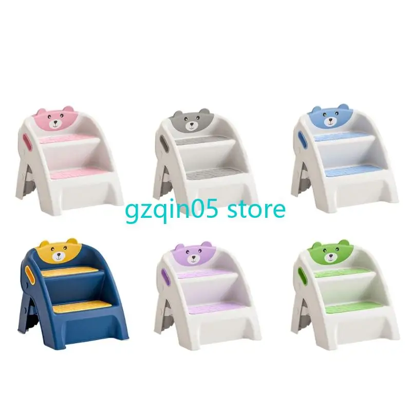 

H055 Kids Foldable Bathroom Step Stool 10 Second Assembly Anti Slip Pads Potty Training Tool Sturdy Children Step Ladder
