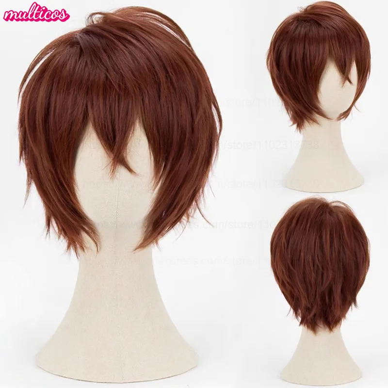 Farben Kurze Gerade Cosplay Perücke Layered Shaggy Flauschig Rot Rosa Braun Grün Blau Hitzebeständige Kunsthaar Party Anime Perücken – Detail 36