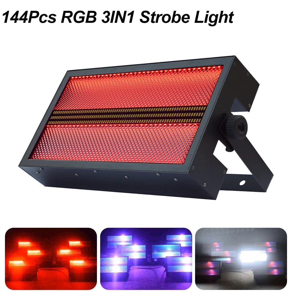 144Pcs LED RGB 3in1 Super Strobe Stage DJ Disco Wash Flash DMX512 Wedding LED Dance Party Xmas Bar Effect Lights