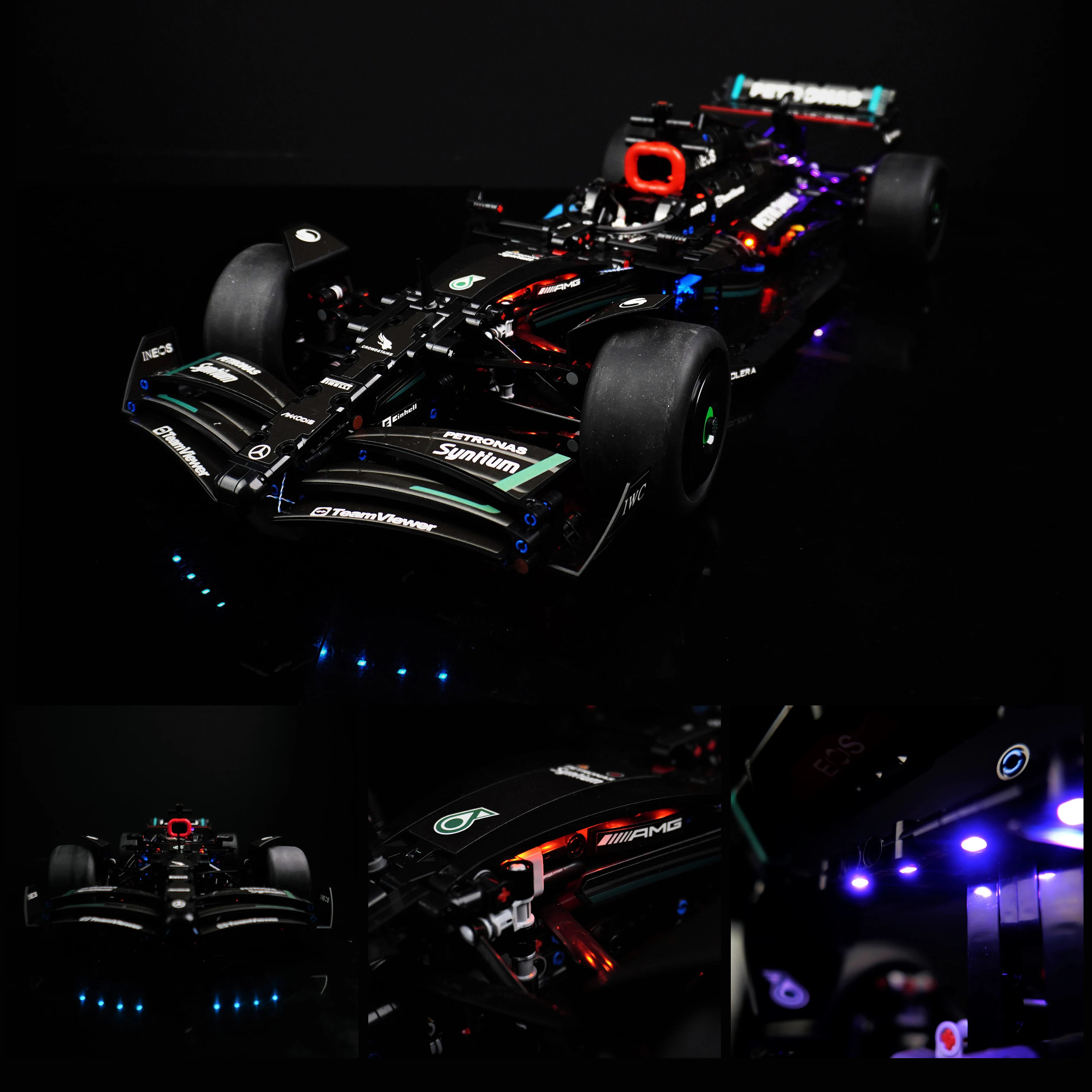 Zestaw oświetlenia LED kompatybilny z modelami klocków konstrukcyjnych samochodów wyścigowych w stylu Formuły 1, numery 42141, 42171, 42206, 42207, zestaw dekoracyjnych świateł.