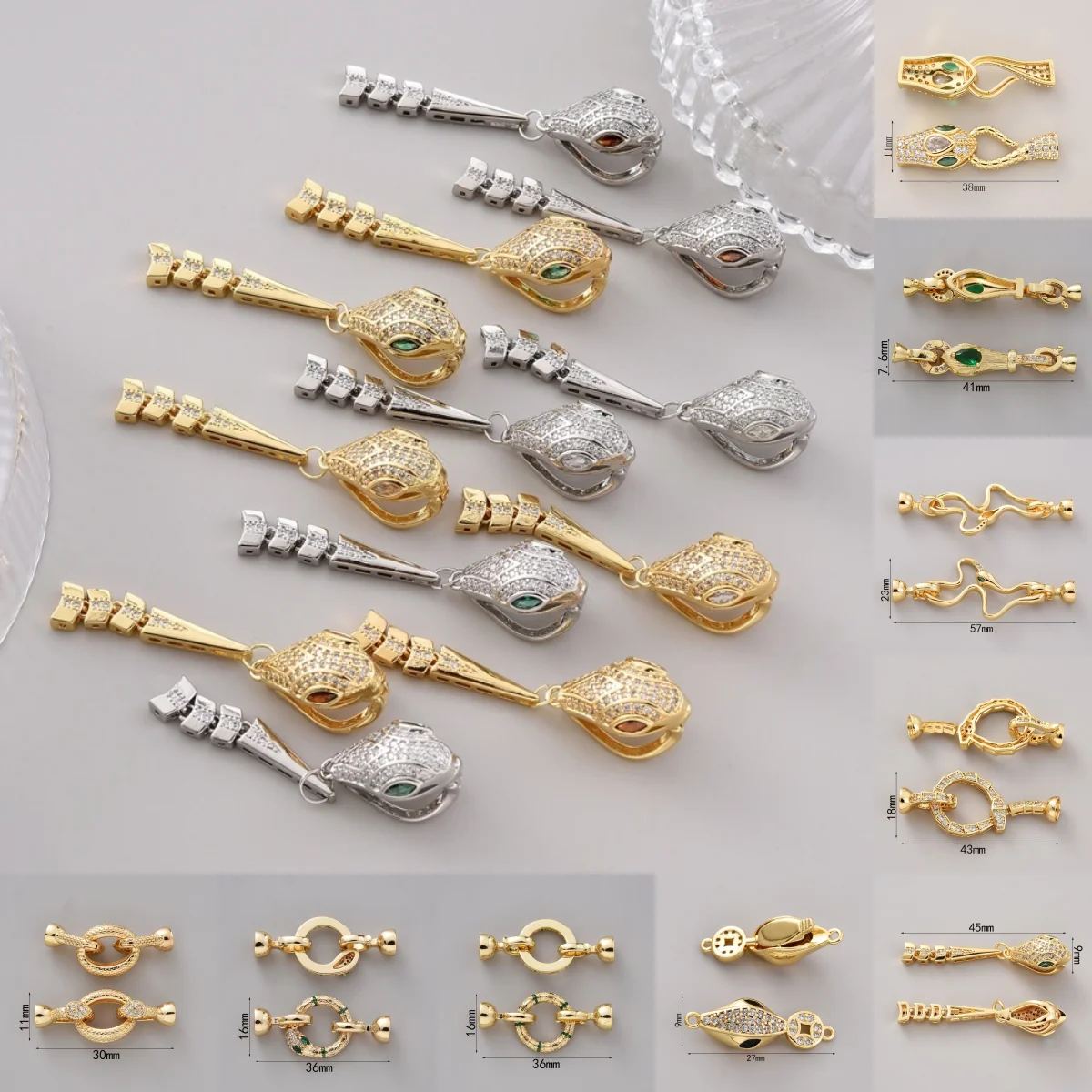 

Snake Element Pearl Necklace Connecting Clasp Clip Adjustable Handmade Finishing Accessories Women's DIY Jewelry Making Material