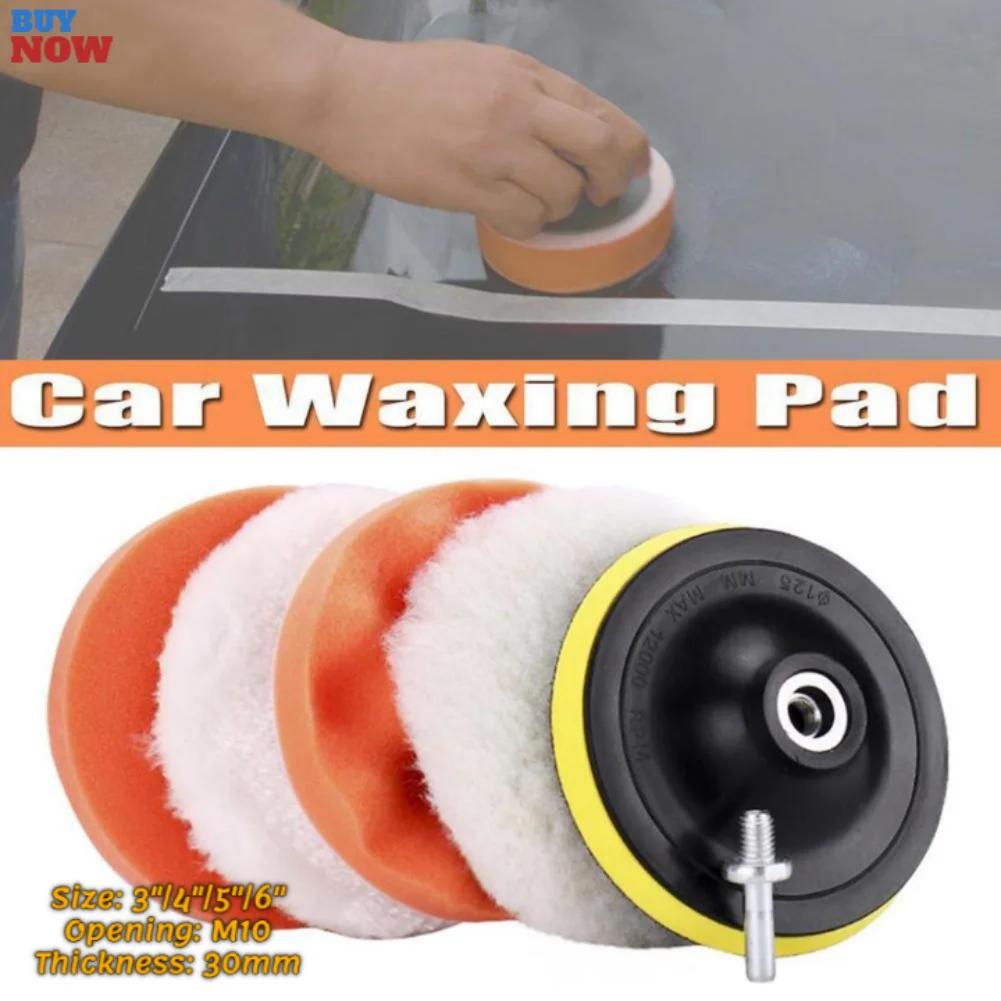 3/4/5/6 Inch Car Polisher Pads Kit Wool Buffing Waxing Clean Polish Reusable Buffer Drill Wheel Polisher for Auto Remove Scratch