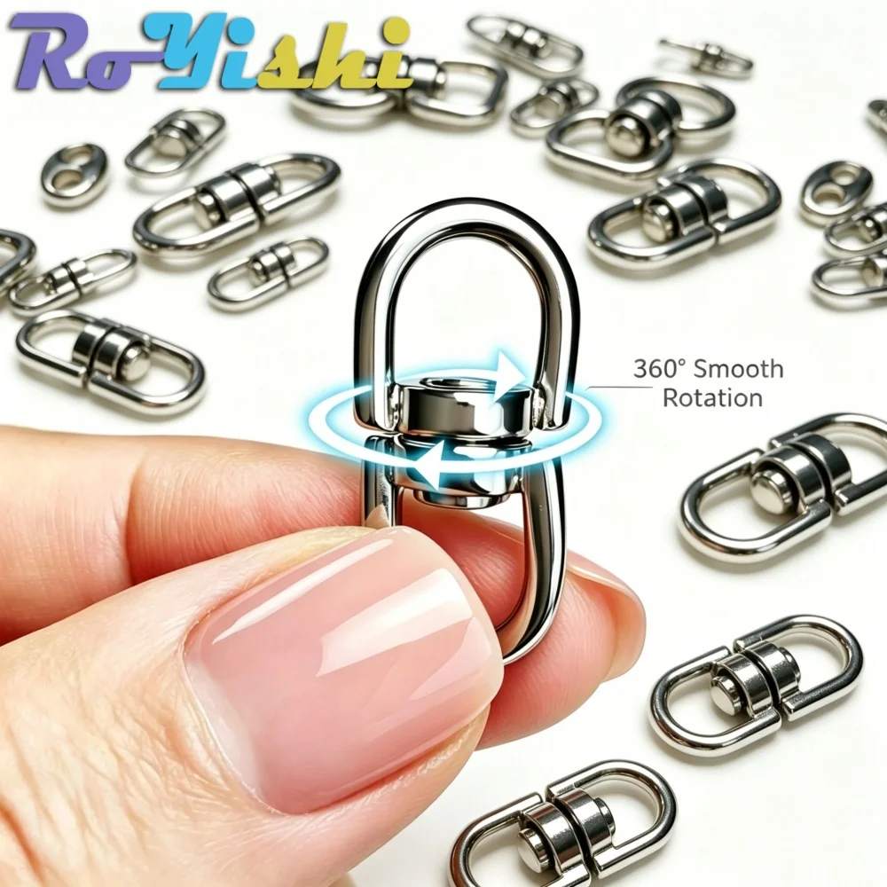 360° Rotatable Silver Metal Swivel Hook Keyring Connectors Clips for Keychains Lanyards Paracord Handbag DIY Hardware Accessorie