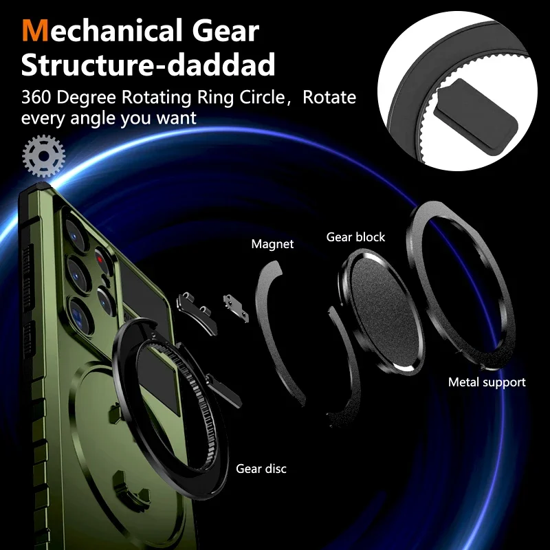 For Samsung Galaxy S26 Edge S25 S24 S23 S22 Ultra Plus FE Armor Case Magnetic Wireless Charge Rotate Holder Anti-Drop Cover view 4