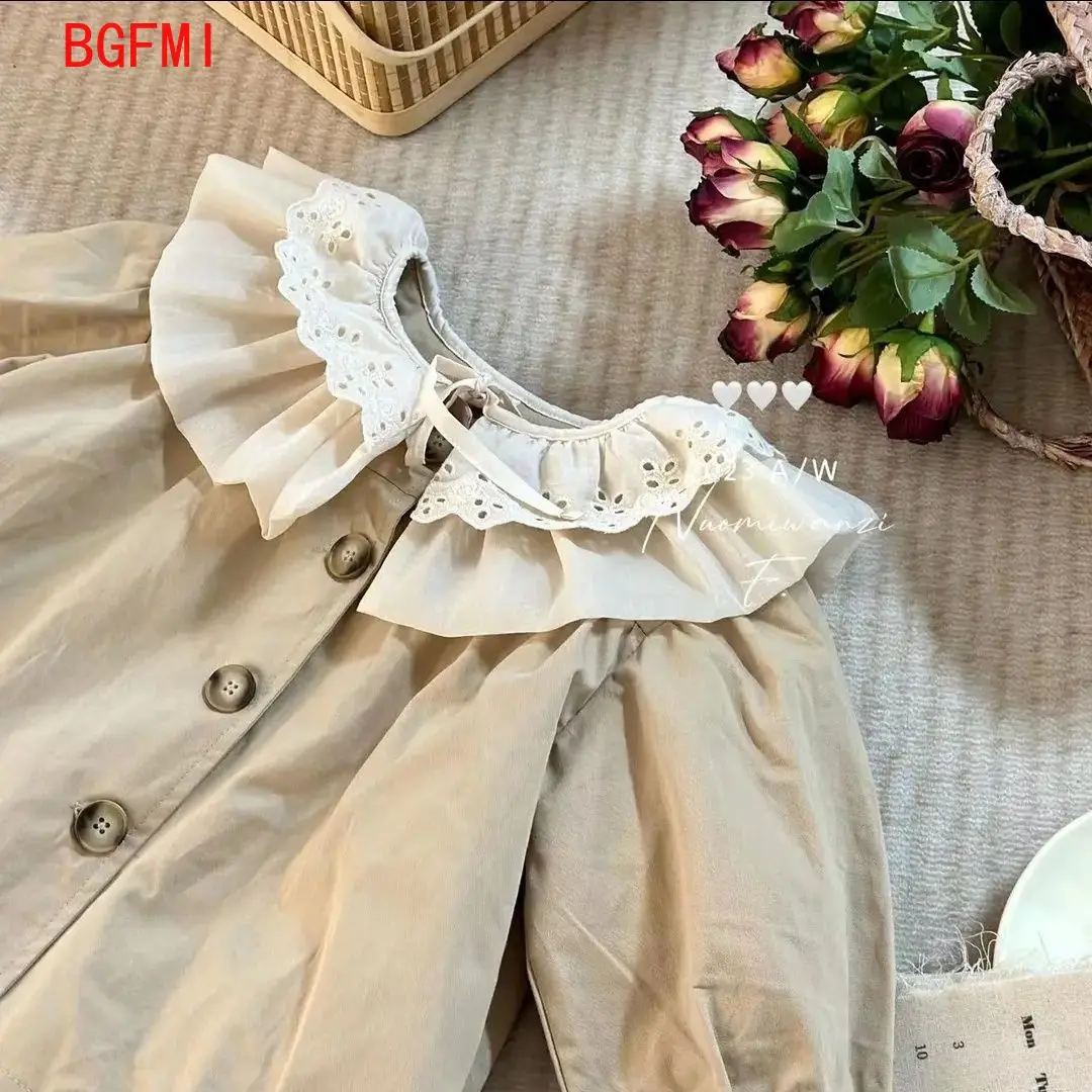 2-7 Jahre 2024 Frühling Herbst koreanische Version Kleinkind Mädchen Baumwolle Wind jacke Jacke neue Kinder Baby Puppe Kragen Mode Graben