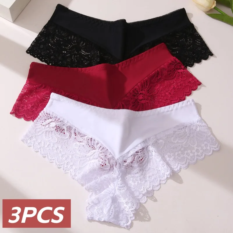 3 Pieces Women\'s Boxers Sexy Lace Seamless Female Underwear Perpective Panties for Women Boyshorts Fashion Boxer Briefs Lingerie