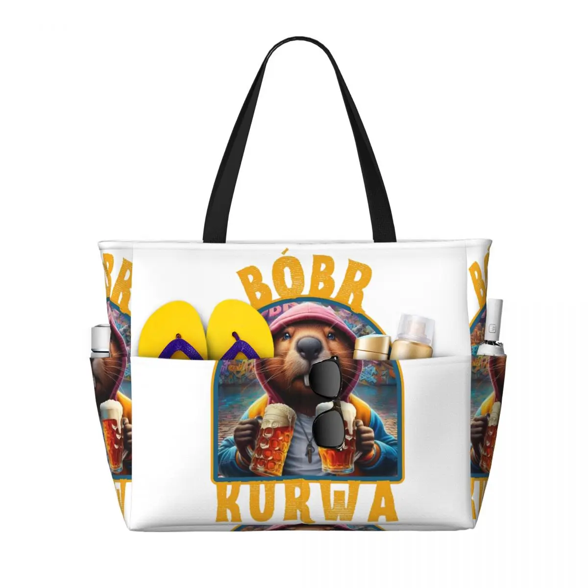 Bober Bbr Beaver Beach Tote Bag Sport Gym Yoga Duffle Large Tote Bag Women Travel Bag Fitness bag