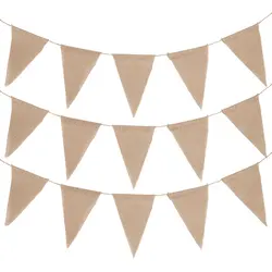 10/20/30M Burlap Flags Banner Brown Triangle Bunting Flags Pennant Banner Party Hanging Decorations Supplies for Festival