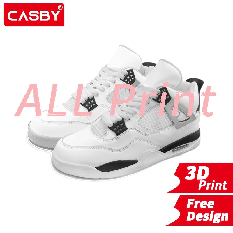 2023 New Men\'s High Top Shoes Women\'s Round Toe Shoes Fashion Lace-up Galoshes 3D Whole Print DIY Custom Logo