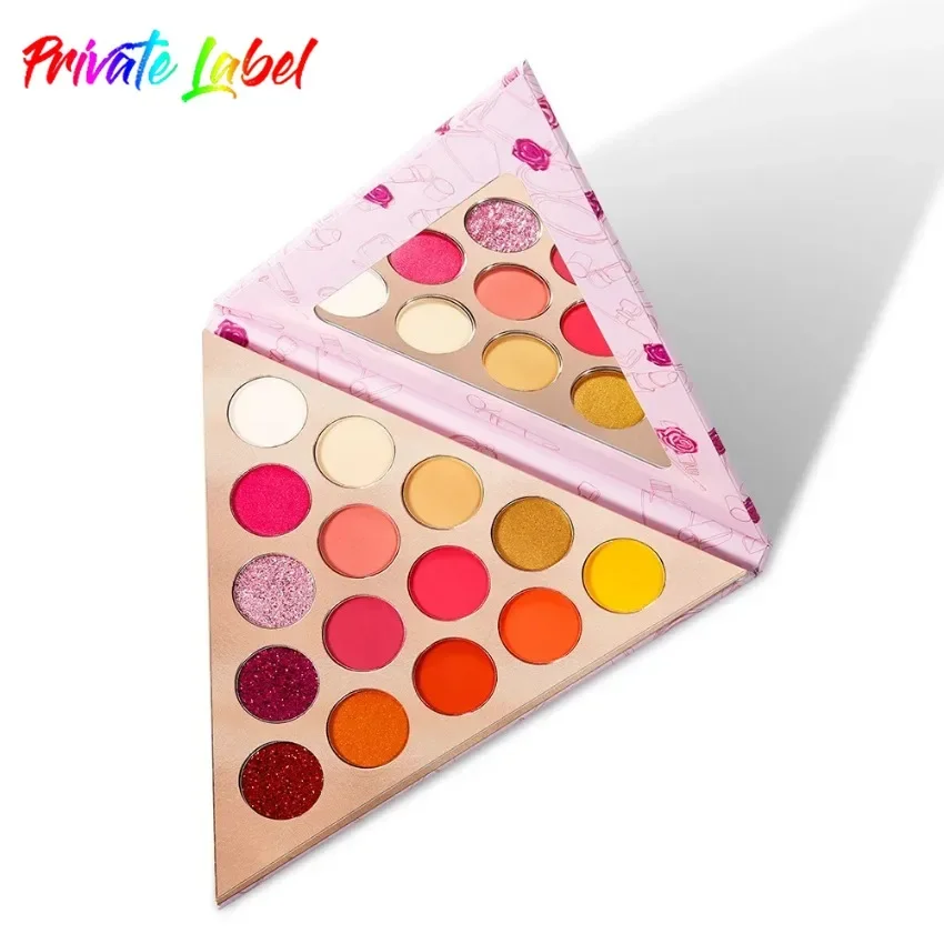 Palette de fards à barrage triangulaires personnalisés, poudre de maquillage pour les yeux, pigment 256 paillettes, imperméable, longue durée, facile à colorer, en vrac, 15 couleurs