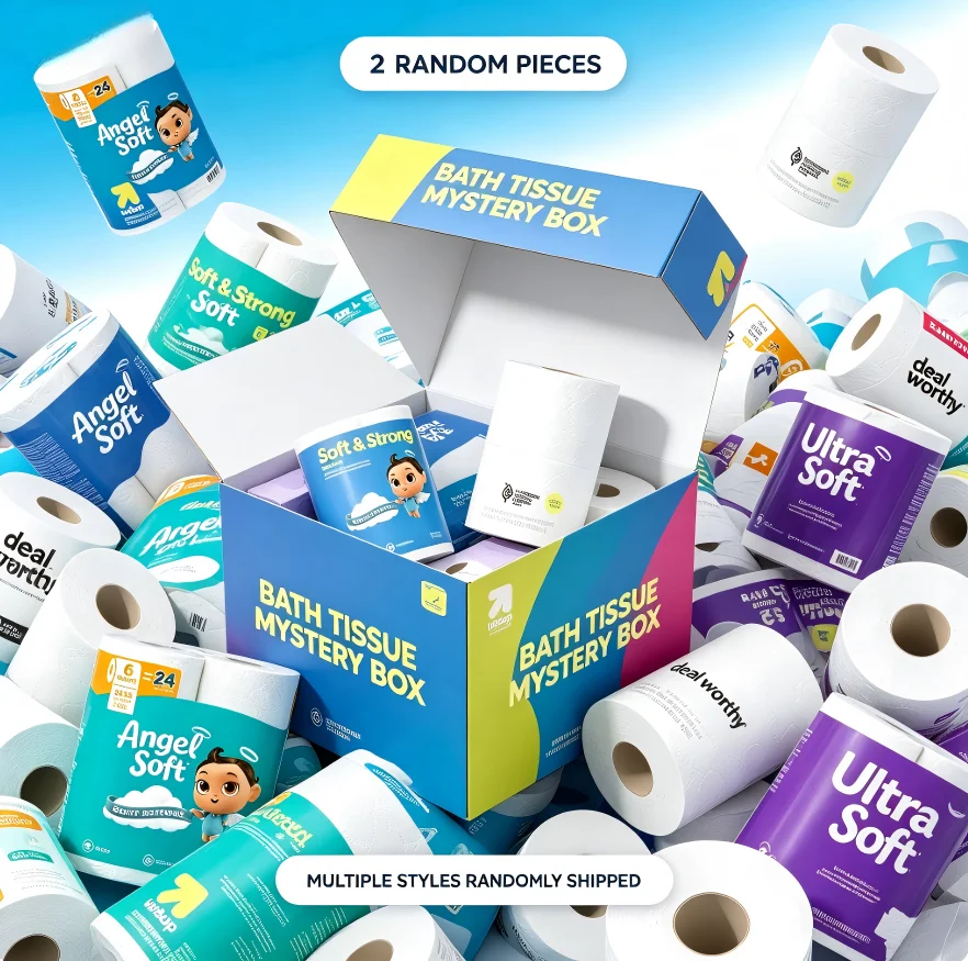 Bath Tissue Mystery Blind Box 2 Random Assorted Toilet Paper Rolls Soft Strong Household Bathroom Tissue Surprise Gift Pack For Daily Home Use, Multiple Styles Randomly Shipped