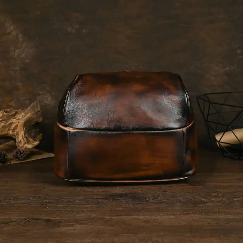 2027 New Vintage Genuine Leather Women Backpacks Luxury Brand Female Real Natural Leather Ladies Girl Student Casual Backpack