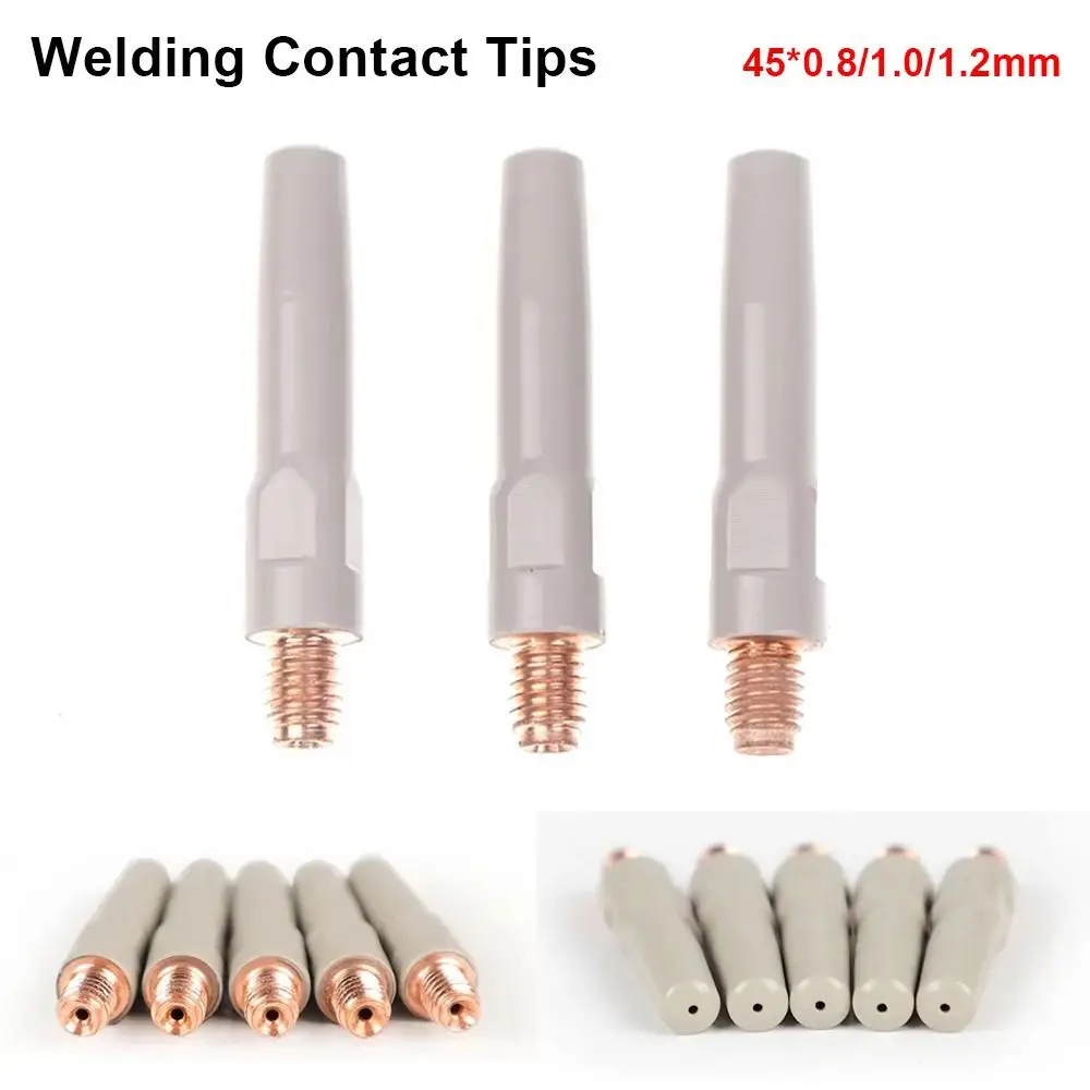 

1Pcs New Coating Protect Welding Contact Tips 45mm 0.8/1.0/1.2mm MIG Nozzle Tip Copper Conductive Welding Tool Parts