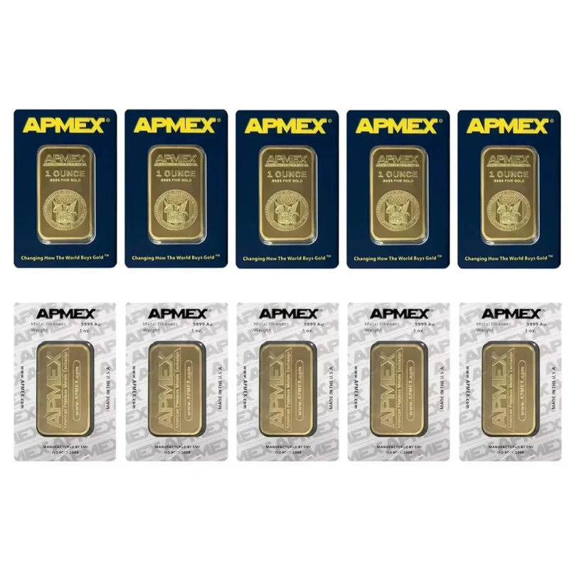 

1~10pcs APMEX 1oz Gold Bar 24K Gold Plated Brass Gold Bullion with An Independent Serial Numbers Gold Bars Collection