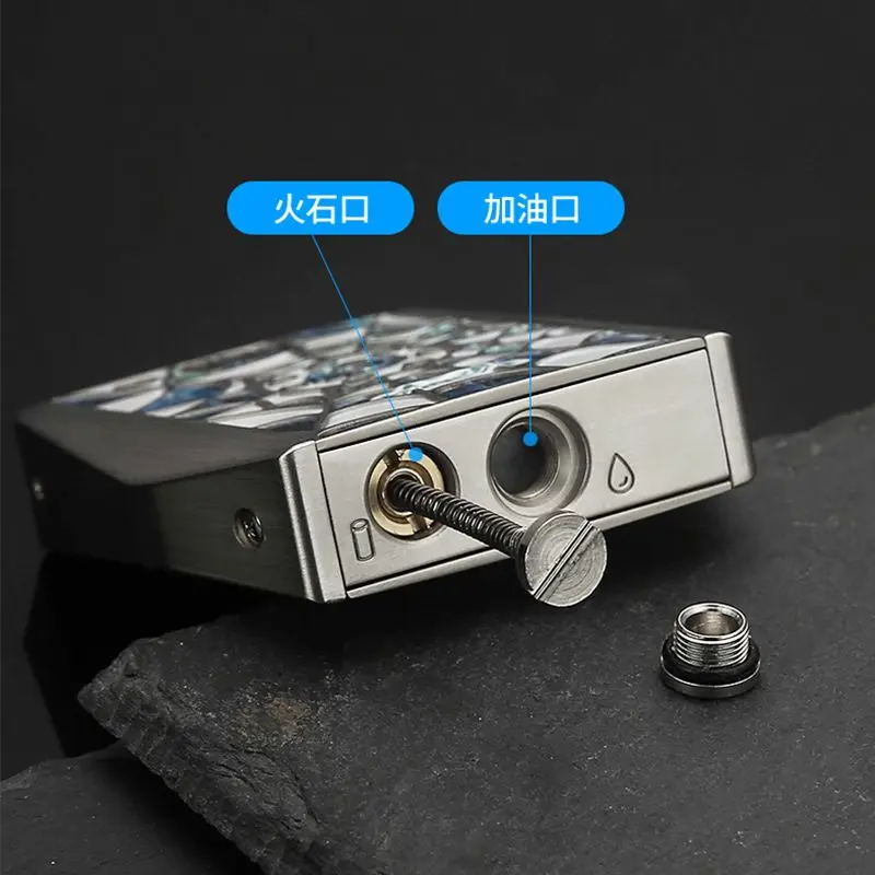 Honest Press Mechanical Kerosine Lighter with 3D Color Print Carved One-Click Ejection Retro Design Men's Gift