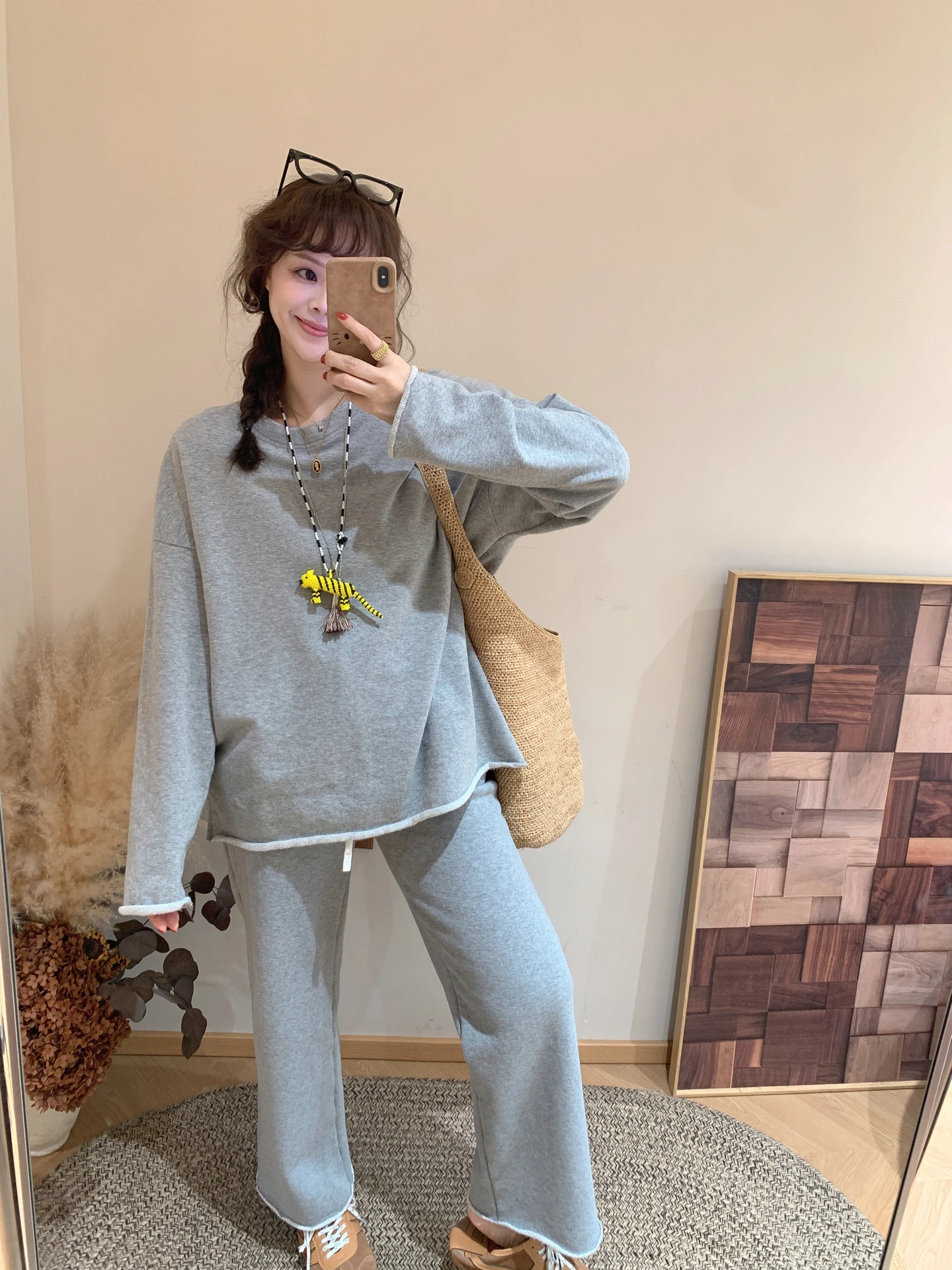 

Spring New Sle Loose Fit Long Sve round Ne Sweatirt Women's Casual Lazy Sle T-irt Knitted Fabric Cotton Blend