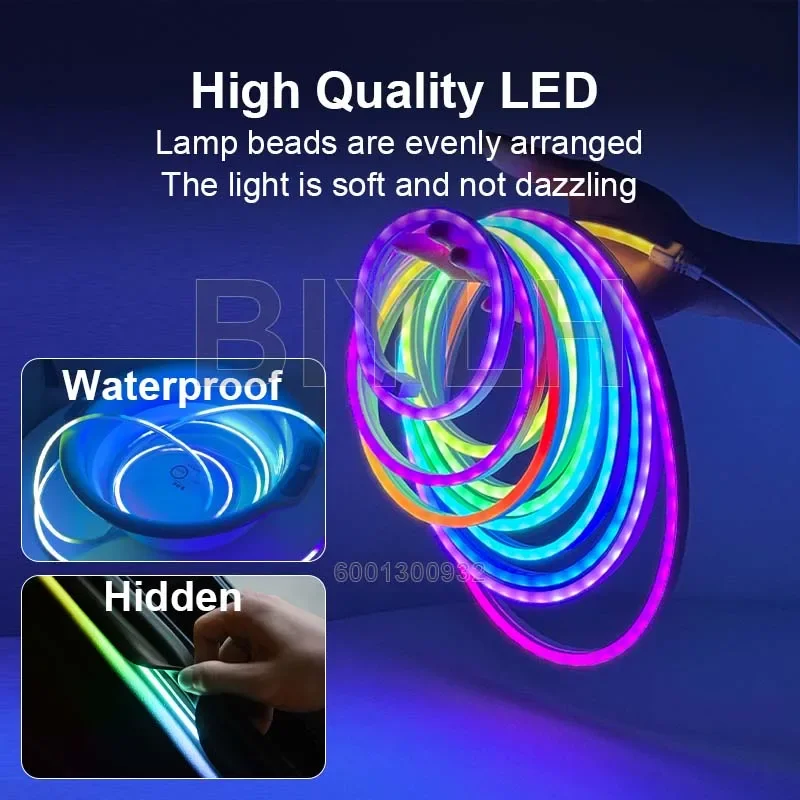 12V LED Car Trunk Light RGB APP Control Multi-mode Interior Atmosphere Light 5M  Flexible Waterproof Light Bar Car Accessories