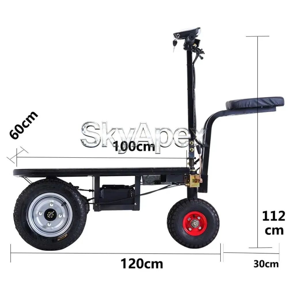 

Electric Platform Trolley With Foldable Handlebar Portable Warehouse Flatbed Cargo Hand Cart