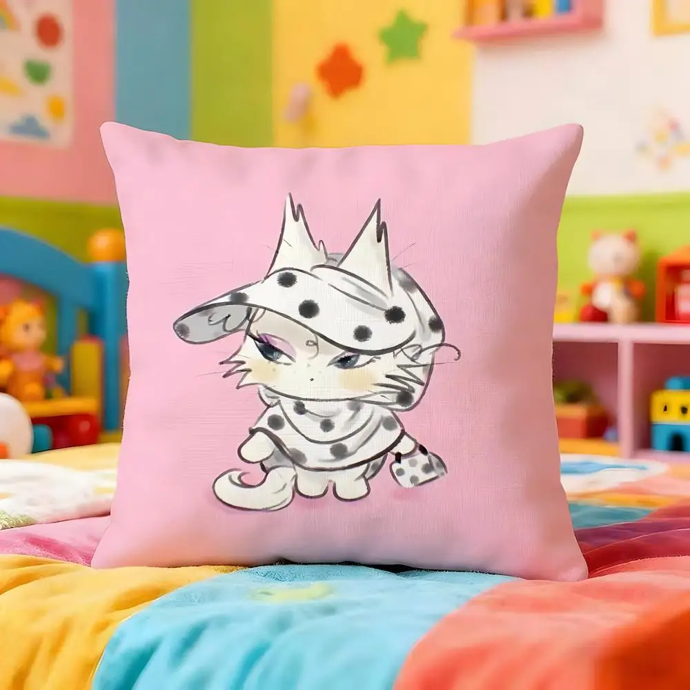 Pink Kitten Cushion Cover Premium Soft Pillowcase Skin-Friendly Breathable Multi-Purpose for Home Office Travel