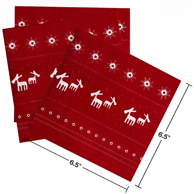 Snow Winter Christmas Series Printed Colorful Tissue Paper Red Background Moose Paper Placemat Christmas Party Decoration Paper