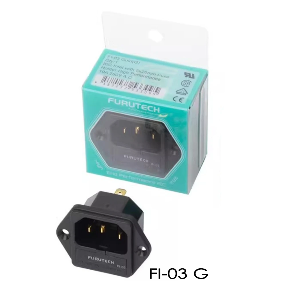 FURUTECH FI-03 AC Stekker Socket IEC320-1 C14 Mannelijk Met Zekeringhouder Goud Rhodium Plated 10A 250V Originele Gloednieuwe 1pcs