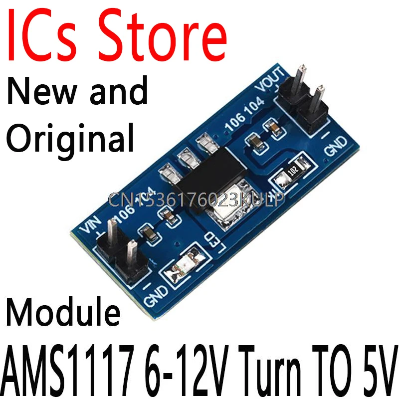 5PCS DC-DC Step Down Power Supply Module For Arduino Raspberry Pi PCB Board AMS1117-5V AMS1117 6-12V Turn TO 5V 