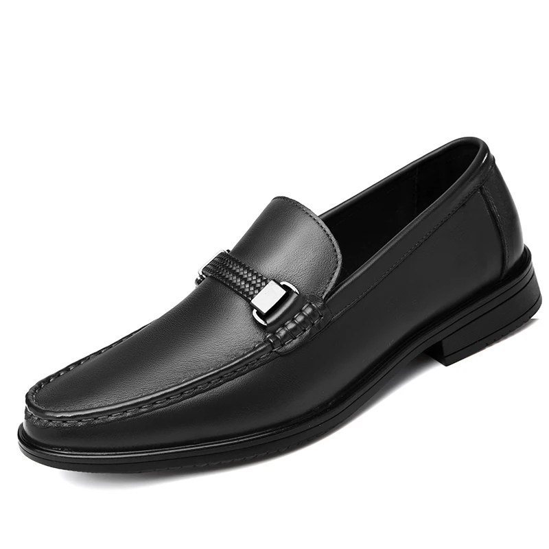 Men's Uniform Dress Oxford Loafers Shoes Low-top Slip On Genuine Cow Leather Formal Summer Air Hole Breathable Cotton Padded