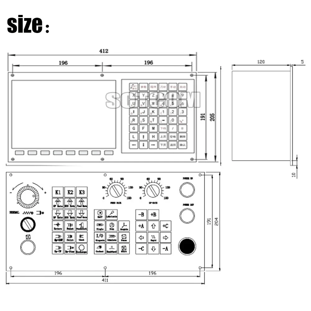 SZGH-CNC1000MDcb-3(H) 3-osiowy sterownik frezowania CNC z panelem C