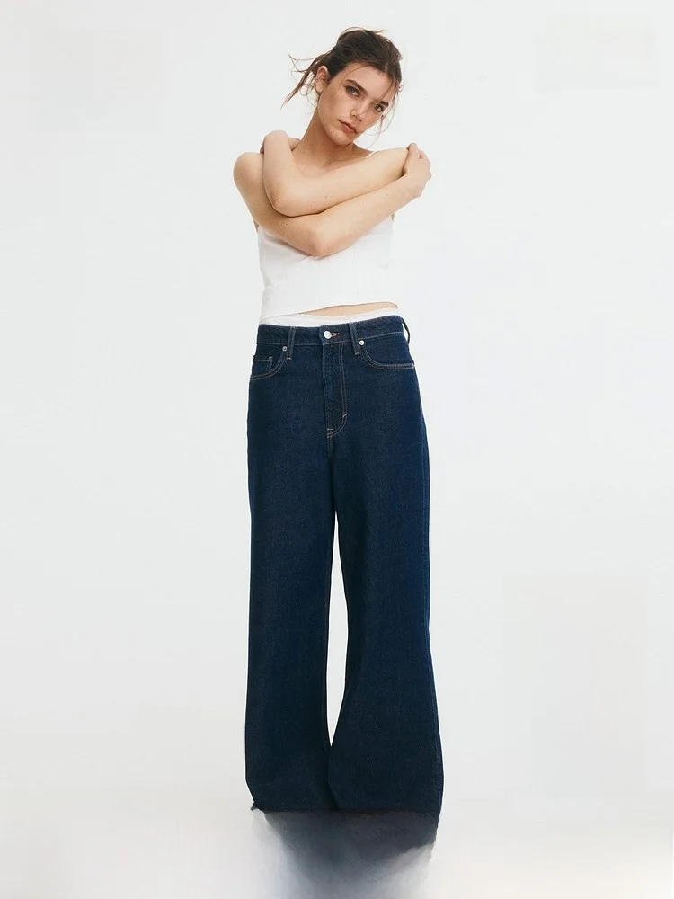 

Женские джинсы H&M из мягкого денима, с высокой талией, широкими штанинами, зимняя коллекция, комфортная посадка, хлопок, эко-вискоза Lenzing