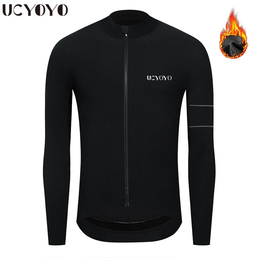 

UCYOYO Winter Men Cycling jackets Long Sleeves Fleece Keep Warm Road Bike Tops MTB Cycling Jersey Jackets