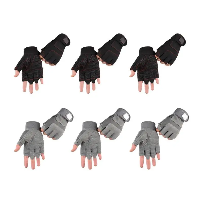 Fingerless Gloves Adjustable Wrist Workout Gloves Anti Slip Reinforced Palm Hand Out Mittens For Hunting Cycling Climbing