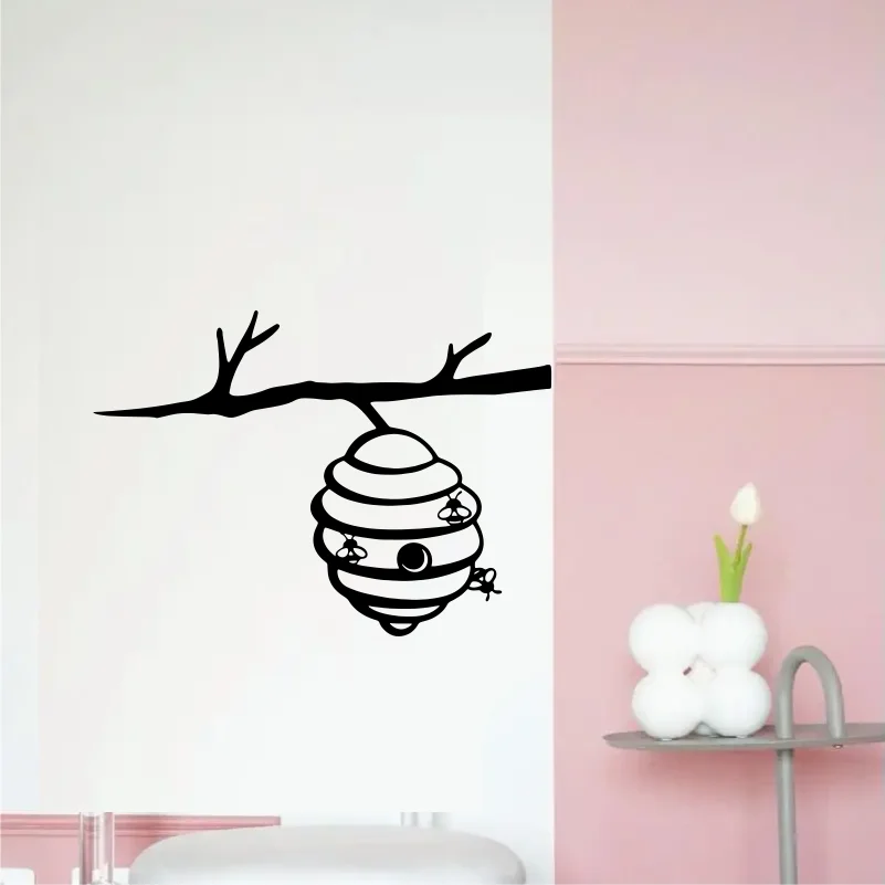 Bee Hive with Branch wall sticker Silhouette Decor for garden window glass door Party Decor #267