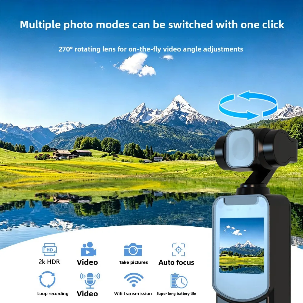 Q52KPortable HD 4K Action Camera Manual 90 180 Degree Rotation For YouTube Vlog Video Recording Record Life Handheld Action