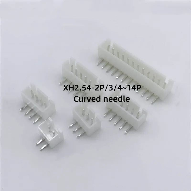 50PCS XH2.54 Curved needle Pin Header Connector 2P 3P 4P 5P 6P 7P 8P 9P 10P 12Pin 2.54mm Pitch Right Angle Socket XH For PCB jst