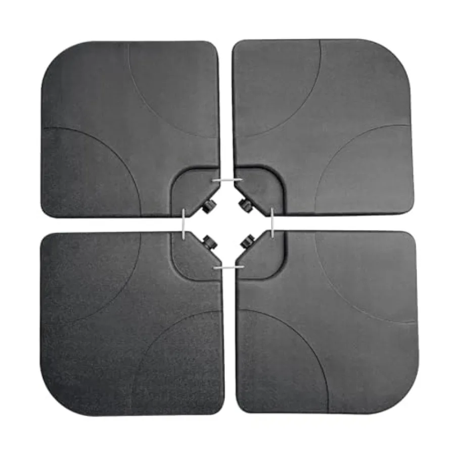 

4-Piece 155lb Capacity Heavy-Duty Cantilever Offset Patio Umbrella Stand Square Base Plate Set w/Easy-Fill Spouts for Water or
