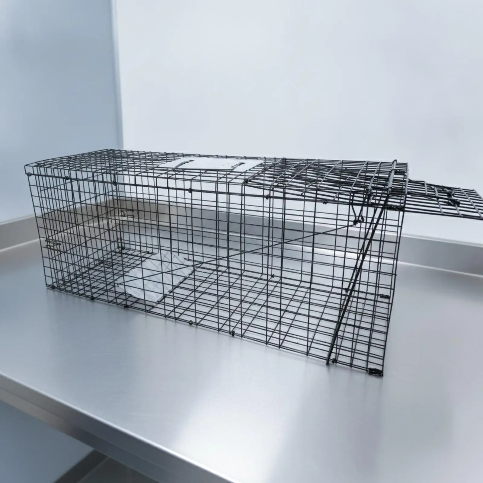 Humane Folding Cat Trap Cage Stainless Steel Automatic Treadle Animal Enclosure for Outdoor Capture and Storage