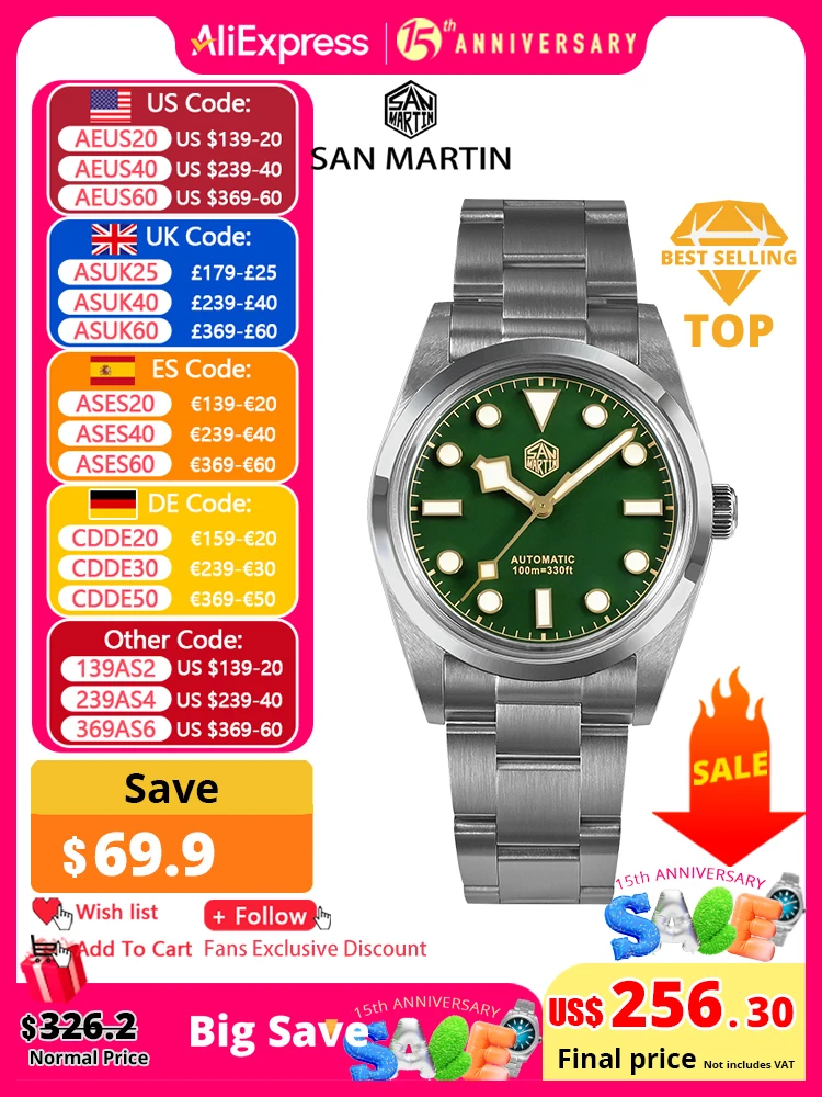 San Martin Vintage 36mm BB36 Explore Climbing Series Luxury Men Watch Couples Sport Watches Automatic Mechanical 10Bar Relogio