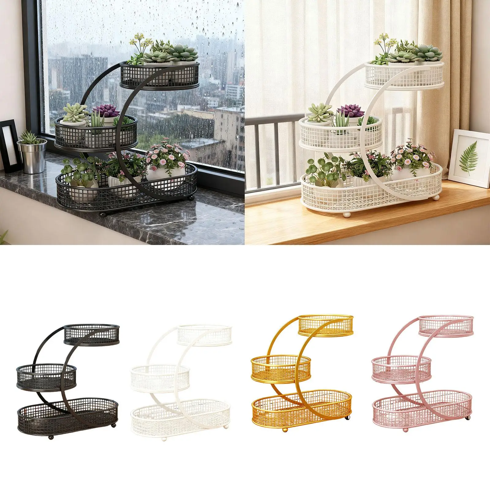 Iron Fruit Basket Storage Rack Three Tier Fruit Bowl Organizer for Kitchen Counter Dining Room Holiday Events