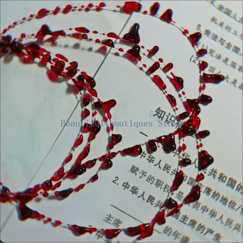 u4lf خمر تقطيع الدم قلادة الدم شخصية الدم الأحمر إسقاط سلسلة الترقوة الهيب هوب قلادة المأدبة مجوهرات مجوهرات