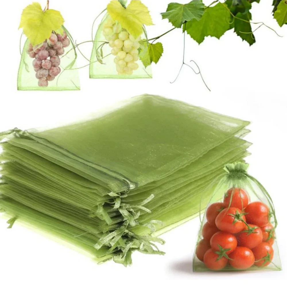 Fruit Vegetable Grape Drawstring Bag Cover Fruit Protection Netting Bags Plant Grow Bags Garden Anti-Bird Mesh Pouch Garden Tool