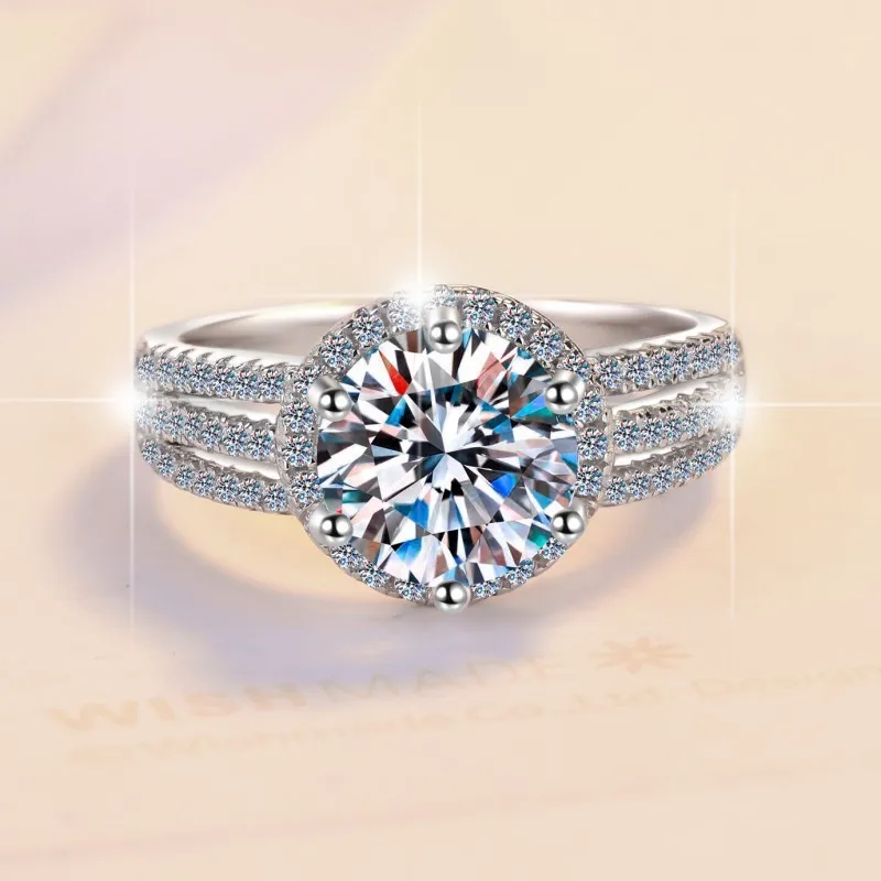 

MSZJZ0086 Lefei Fashion Trendy Luxury Fine Color D Classic Moissanite FT HITA Ring For Charm Women 925 Silver Party Jewelry Gift