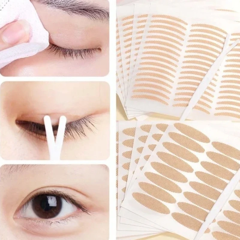 เทปติดตาแบบตาสองชั้น รูปทรงมะกอก แบบตาข่ายลูกไม้ มองไม่เห็น ใช้สำหรับแต่งตา 120-240 ชิ้น